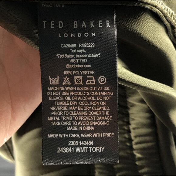 Ted Baker Women's Satin Pants Size 4 Green Silky Elastic Waist Casual Modern - Picture 4 of 9